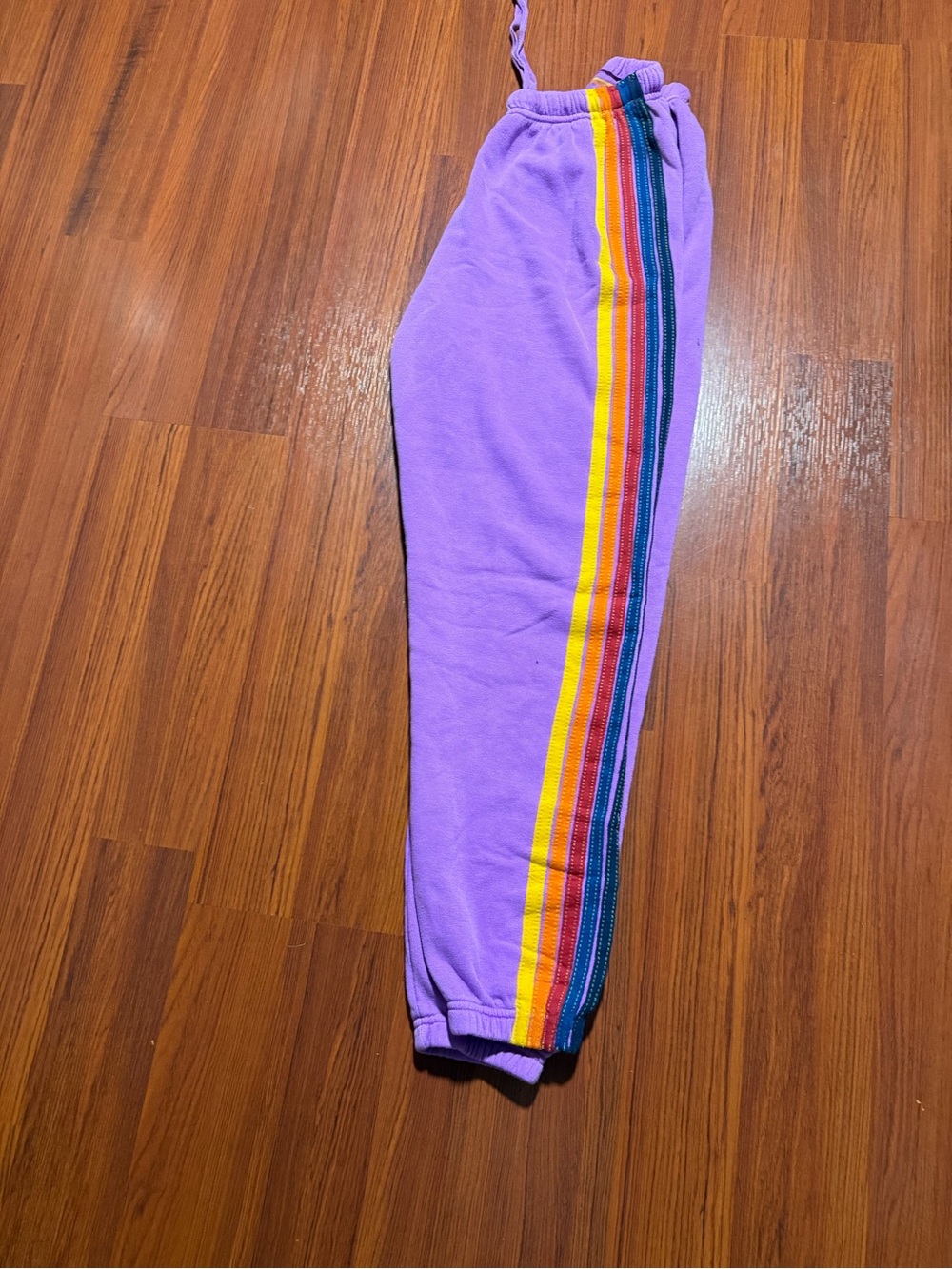 Aviator Nation Lavender Track Joggers with Rainbow Side Stripes